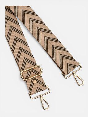 Pom Pom London Stone & Black Chevron Bag Guitar Strap with Gold Clips